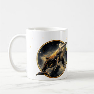 Caneca De Café elegância cósmica, o ouro, baleia negra