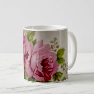 Caneca De Café Elegância do Rosa de couve de Vintage