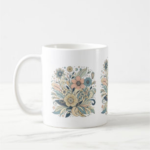 Caneca De Café Elegância Floral em Pastel Tones Mugs