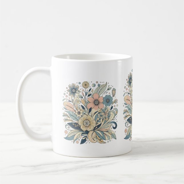 Caneca De Café Elegância Floral em Pastel Tones Mugs (Esquerda)
