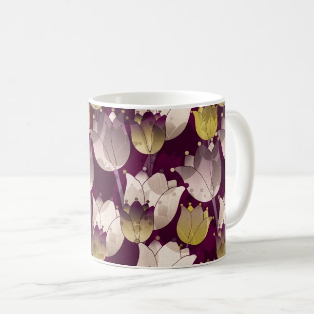 Caneca De Café Elegância Floral Espumante (Frente Esquerda)