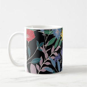 Caneca De Café Elegância Floral: Fundo Abstrato Vintage