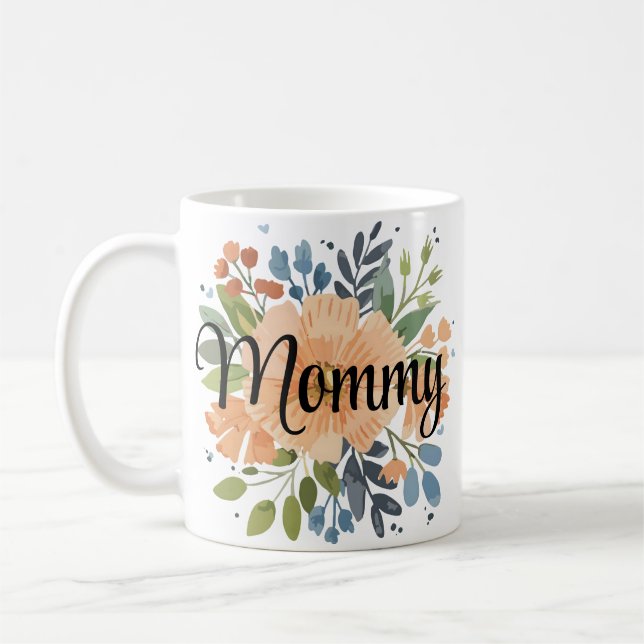Caneca De Café Elegância Floral Personalizada de Aquarela (Esquerda)