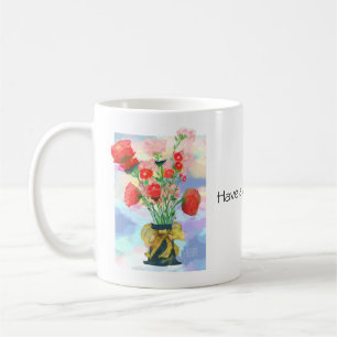 Caneca De Café Elegância Floral Vibrante: Um Pastel Encantador