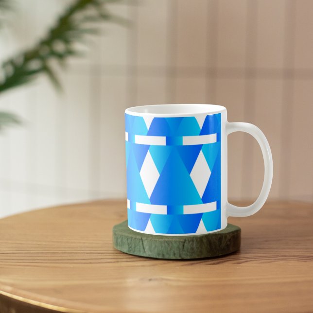 Caneca De Café Elegância Geométrica: A Mug Padrão de Diamante Azu (Criador carregado)