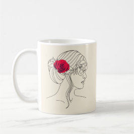 Caneca De Café Elegância Minimalista: Mulher em linha contínua co