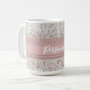 Caneca De Café Elegância Shaby Chic Rosa Rendado Vintage Personal