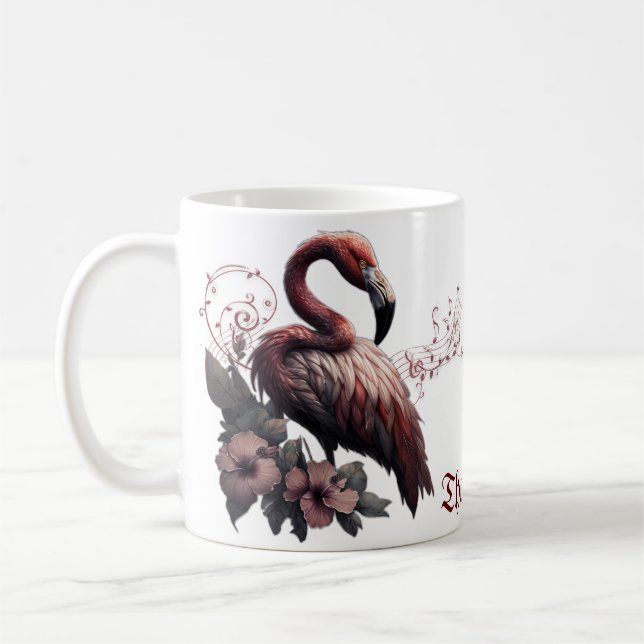 Caneca De Café elegância tropical, o flamingo na luz. (Esquerda)
