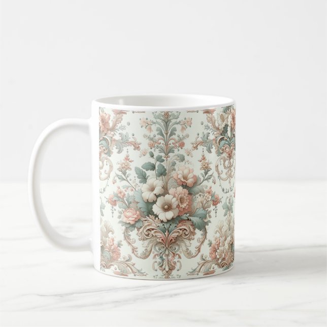 Caneca De Café Elegância Vitoriana: Padrões de Pastel Soft (Esquerda)