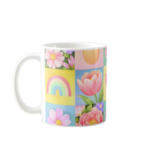 Elegant Abstract Floral Checkerboard Pattern