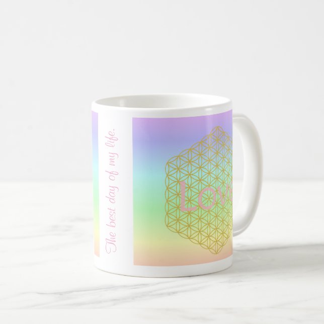 Caneca De Café elegant and modern flower of life love (Frente Esquerda)