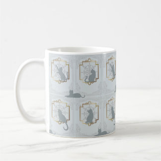 Caneca De Café Elegant Art Deco Cats - Light Gray
