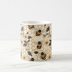 Caneca De Café Elegant Bee and Honeycomb Pattern