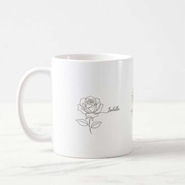 Caneca De Café Elegant Birth Flower Coffee Mug - Personalized Nam (Esquerda)