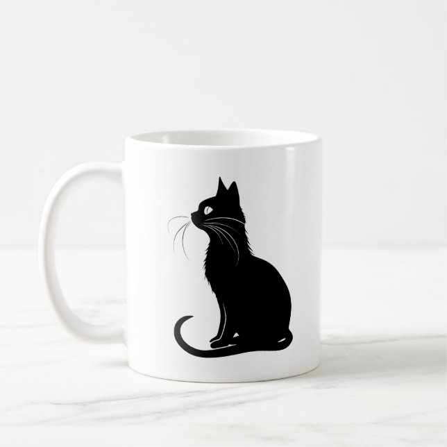 Caneca De Café Elegant Black Cat Silhouette Mug (Esquerda)