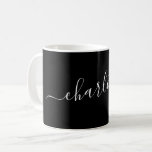 Caneca De Café Elegant Black Script Modern Name Personalized<br><div class="desc">Elegant Script Name Personalized Coffee Mug in Black and White</div>