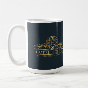 Caneca De Café Elegant Blue Gold Hotel Branding