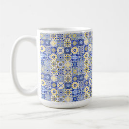 Caneca De Café Elegant blue& white Portuguese Azulejo pattern 