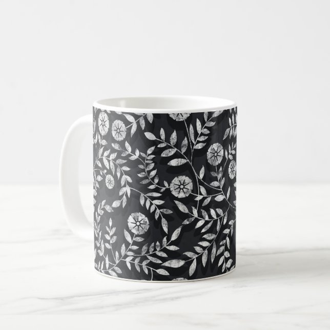 Caneca De Café Elegant Chalkboard Floral Pattern (Frente Esquerda)