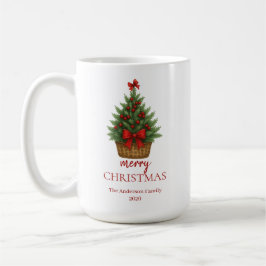 Caneca De Café Elegant Christmas Tree – Red Ribbon 