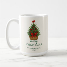 Caneca De Café Elegant Christmas Tree – Red Ribbon 