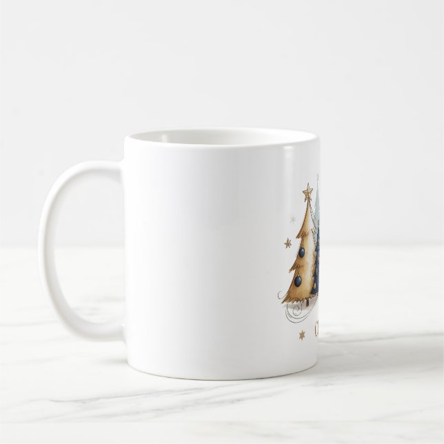 Caneca De Café Elegant Christmas Trees – Holiday Season Design (Esquerda)