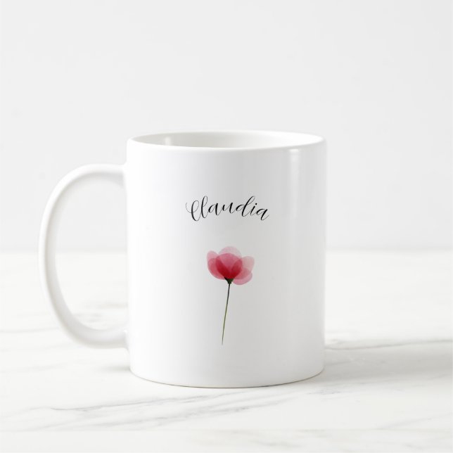 Caneca De Café Elegant Cute Sophisticated Named Romantic Floral  (Esquerda)