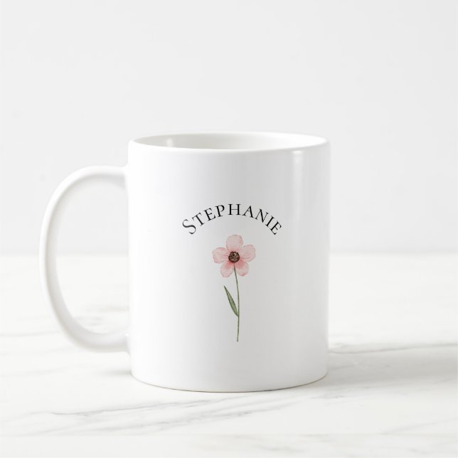 Caneca De Café Elegant Cute Sophisticated Named Romantic Floral  (Esquerda)