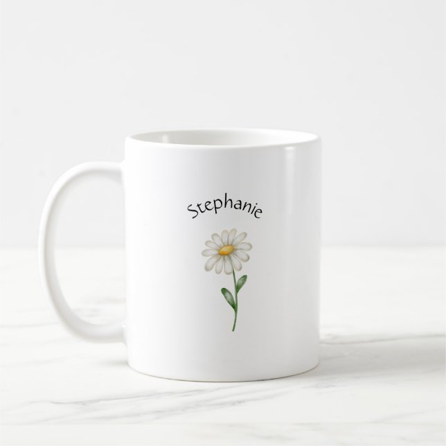 Caneca De Café Elegant Cute Sophisticated Named Romantic Floral  (Esquerda)