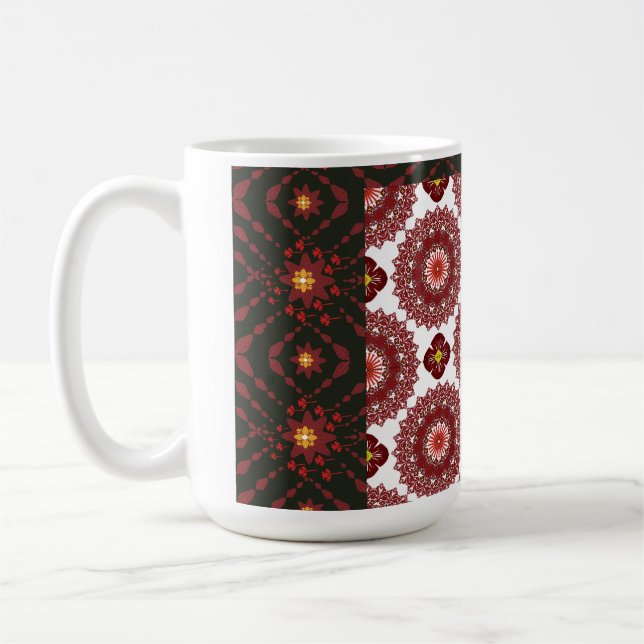 Caneca De Café Elegant Dark Red Geometric Pattern Ceramic Mug – A (Esquerda)