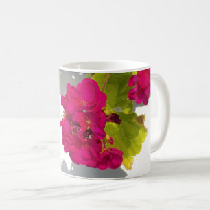Caneca De Café Elegant Deep pink floral Pink Geranium
