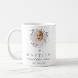 Caneca De Café Elegant Dusty Blue Boy Photo Baptism