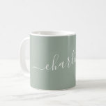 Caneca De Café Elegant Dusty Sage Script Modern Name Personalized<br><div class="desc">Elegant Script Name Personalized Coffee Mug in Dusty Sage Green</div>
