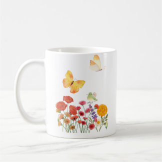 Caneca De Café Elegant Floral & Butterfly Mug – Delicate Flowers