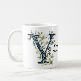 Caneca De Café Elegant Floral Y Monogram Coffee Mug