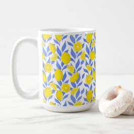 Caneca De Café Elegant French Country Lemon Blue Botanical