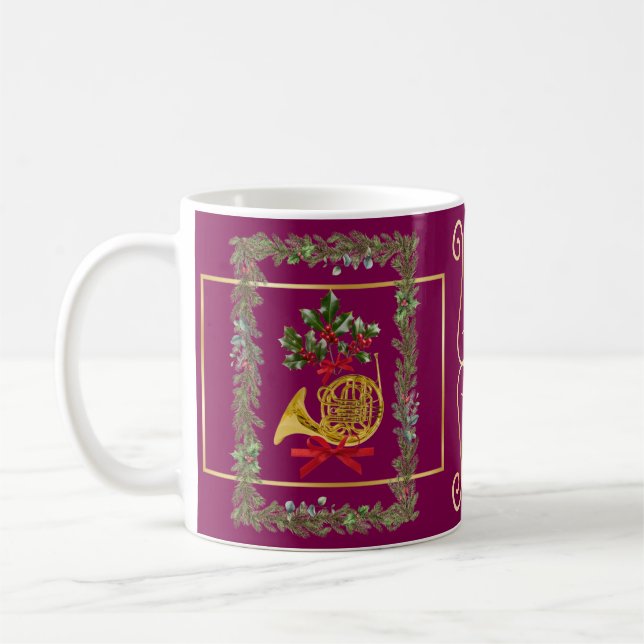 Caneca De Café Elegant French Horn Christmas Purple (Esquerda)