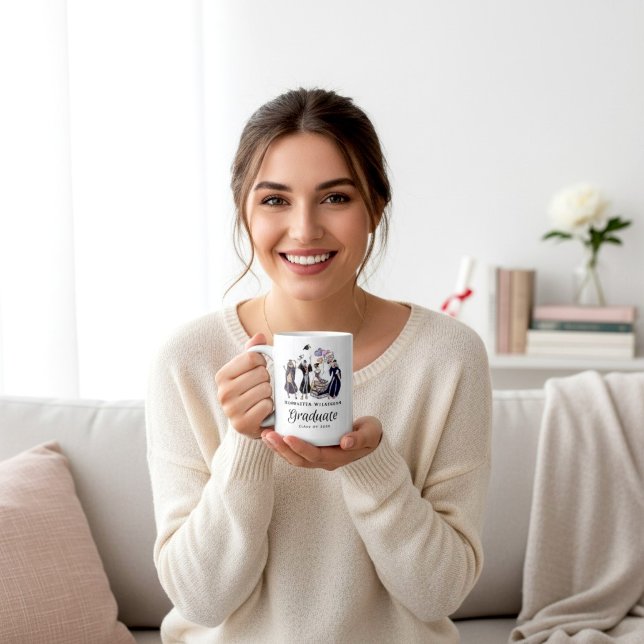 Caneca De Café Elegant Fun Graduate Tossed Cap Class of 2026  (Criador carregado)