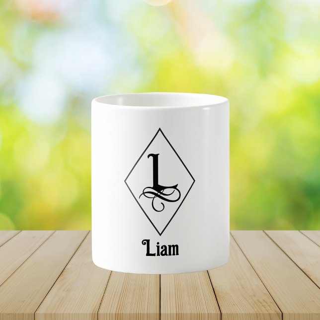 Caneca De Café Elegant Geometric Initial Monogram L (Criador carregado)