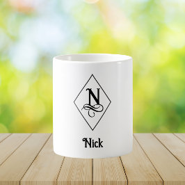 Caneca De Café Elegant Geometric Initial Monogram N