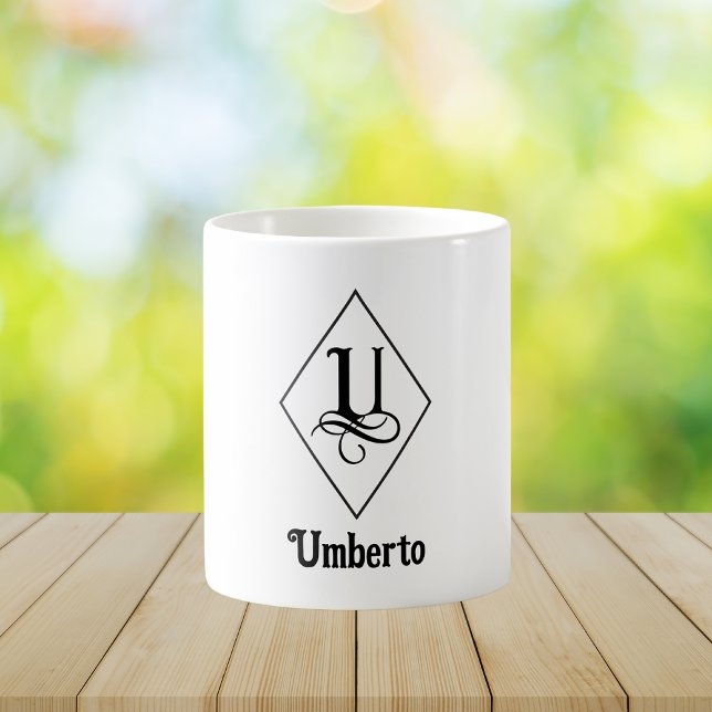 Caneca De Café Elegant Geometric Initial Monogram U (Criador carregado)
