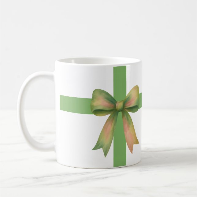 Caneca De Café Elegant Gift Bow – Modern Christmas Design (Esquerda)