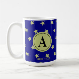 Caneca De Café Elegant Gold & Black Star Pattern Monogram