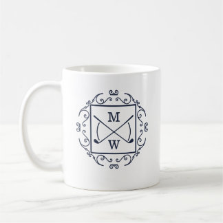 Caneca De Café Elegant Golf Clubs Monogram