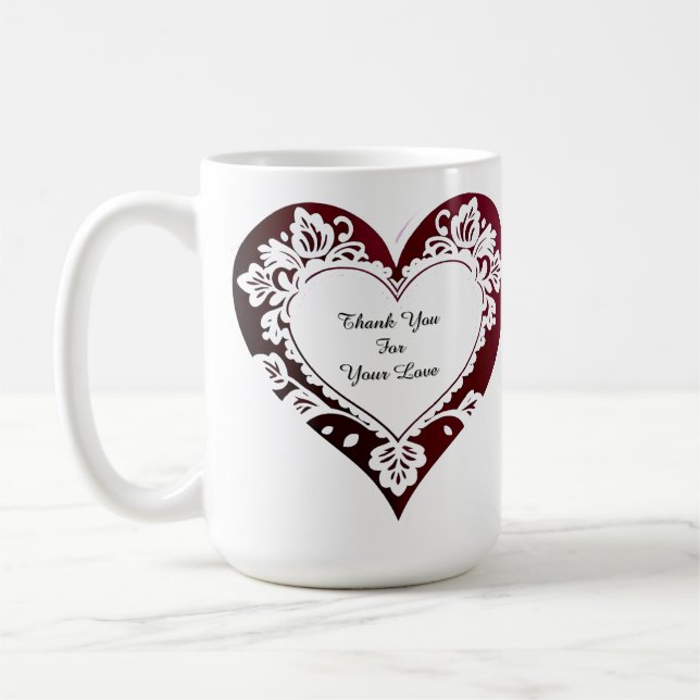 Caneca De Café Elegant Heart Card With Red Roses (Esquerda)