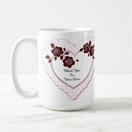 Caneca De Café Elegant Heart Card With Red Roses