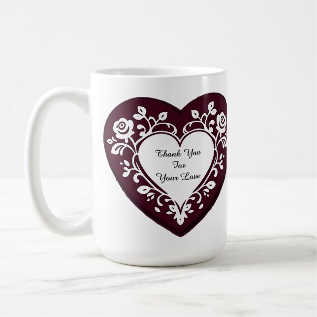 Caneca De Café Elegant Heart Card With Red Roses (Esquerda)