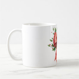 Caneca De Café Elegant Holiday Bow with Holly Leaves Design