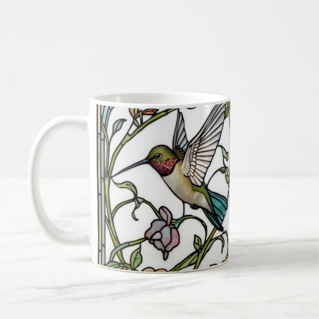 Caneca De Café Elegant hummingbird artwork botanical boho chic (Esquerda)