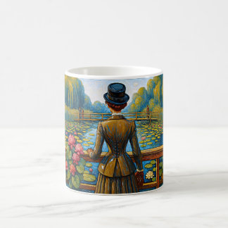 Caneca De Café Elegant Lady at the Lily River